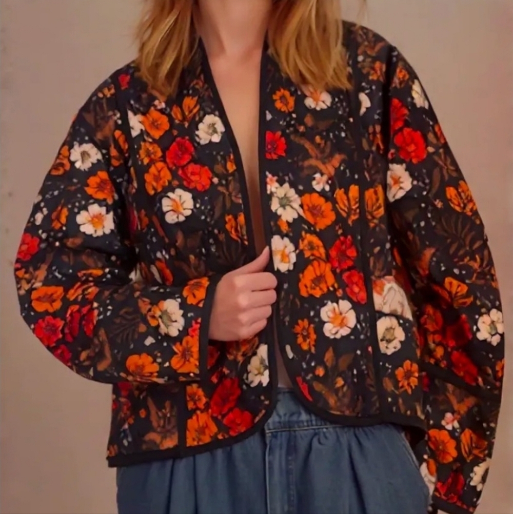 NWT Quilted Simply Southern Black and Orange Reversible Jacket